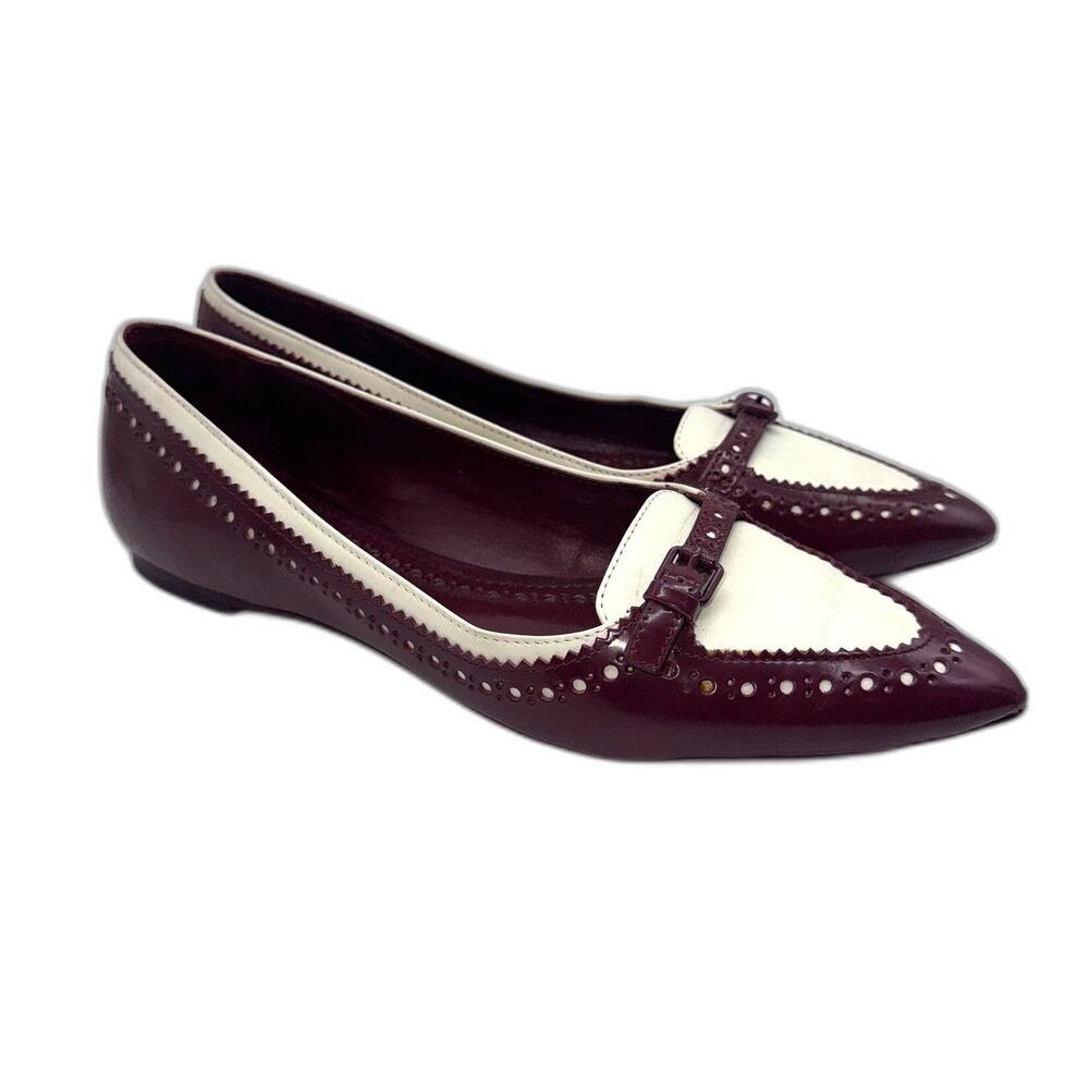 Tory Burch Darlene Ballet Flat - Burgundy/Cream 8